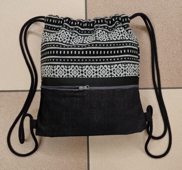 3.45 Sacca VELLUTO NERO effetto JEANS e JERSEY GRECHE piccola