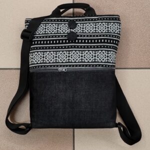 2.4 Zainetto VELLUTO NERO effetto JEANS e JERSEY GRECHE