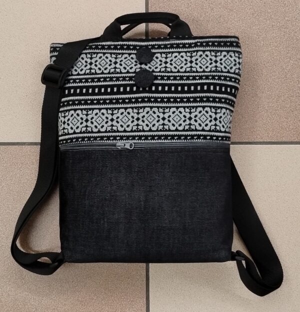 2.4 Zainetto VELLUTO NERO effetto JEANS e JERSEY GRECHE