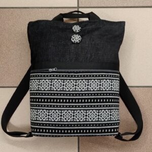 3. Zainetto grande VELLUTO NERO effetto JEANS e JERSEY GRECHE